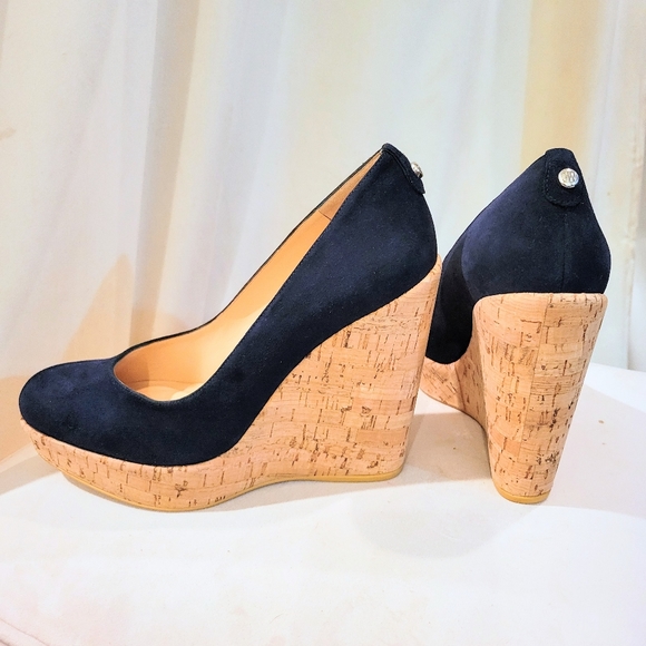 Stuart Weitzman Shoes - Stuart Weitzman Corkswoon Navy Suede Wedges Kate Middleton Duchess Wedge *sz 7.5